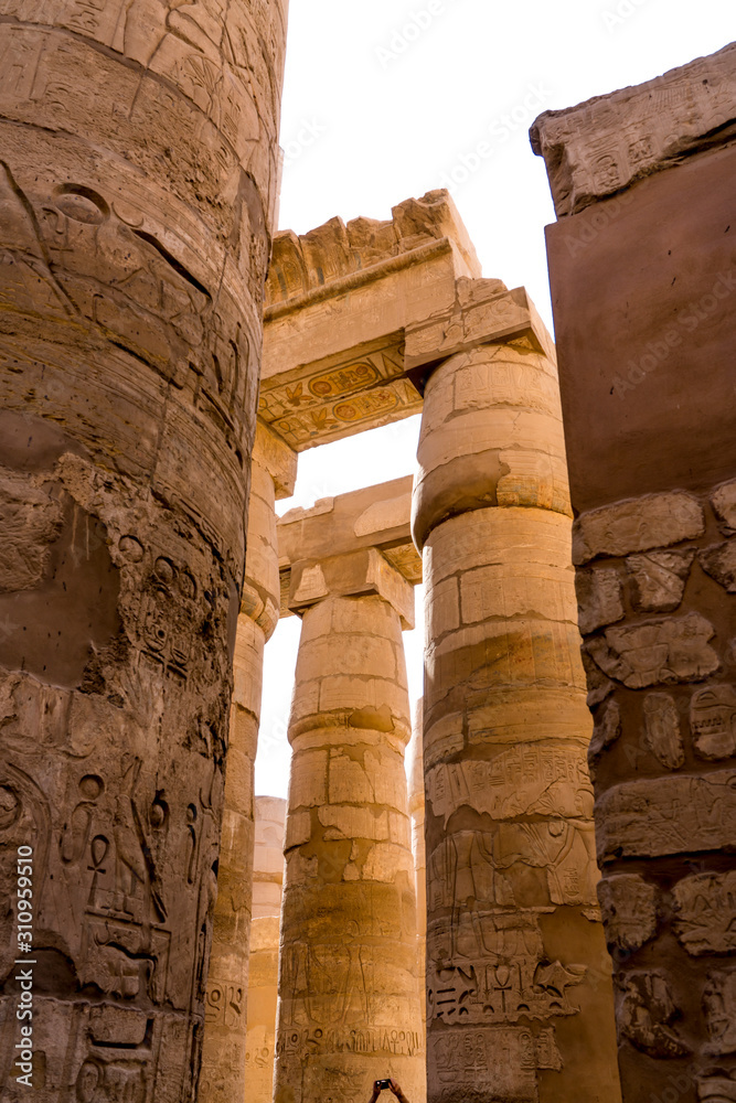 Karnak Temple Complex comprises a vast mix of decayed temples, chapels, pylons Luxor, Egypt. began during Senusret Middle Kingdom