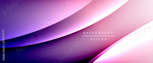 Wave liquid style lines with shadows and light on gradient background. Trendy simple fluid color gradient abstract background with dynamic straight shadow line effect