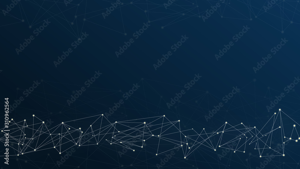 Dark blue black dots line abstract background about big data ...