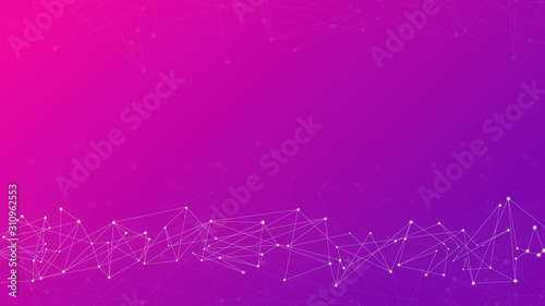 Orange pink purple gradient dots line abstract background about big data, artificial aintelligence, space, data lake, computer, science, DNA, and technology., 