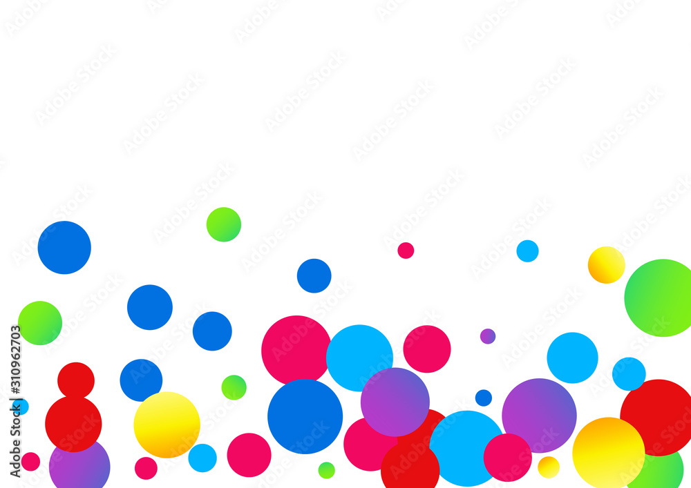 Rainbow Dot Invitation Background. Top Polka Design. Effect Illustration. Yellow Confetti Happy Design. Dust Independence Design.