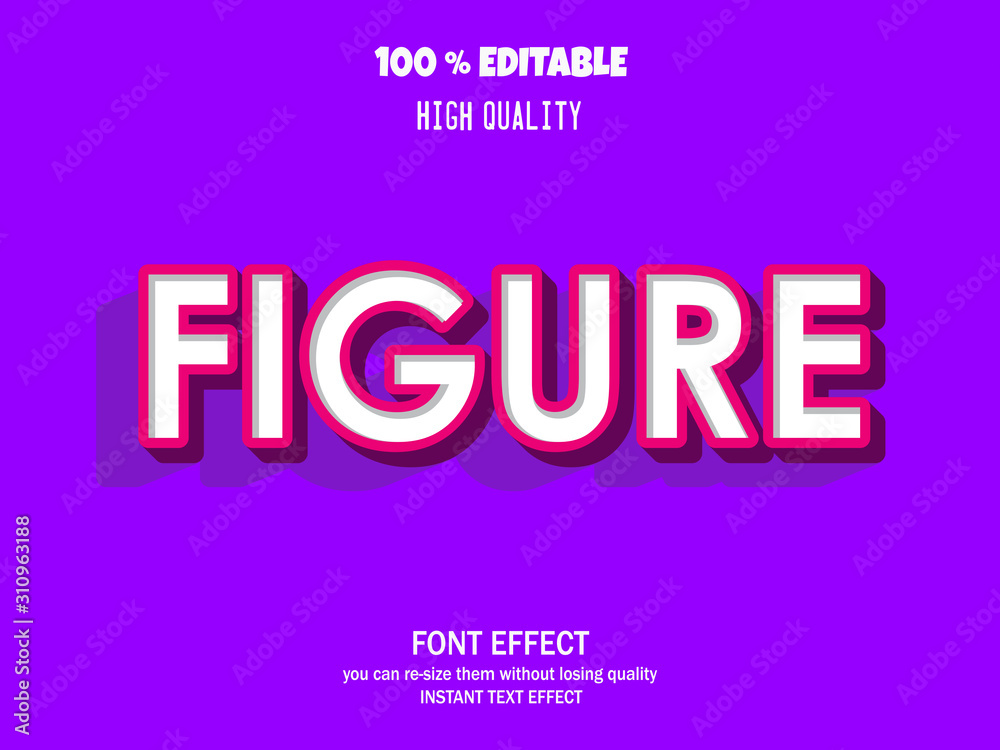 modern styled 3D trendy font effect, editable font