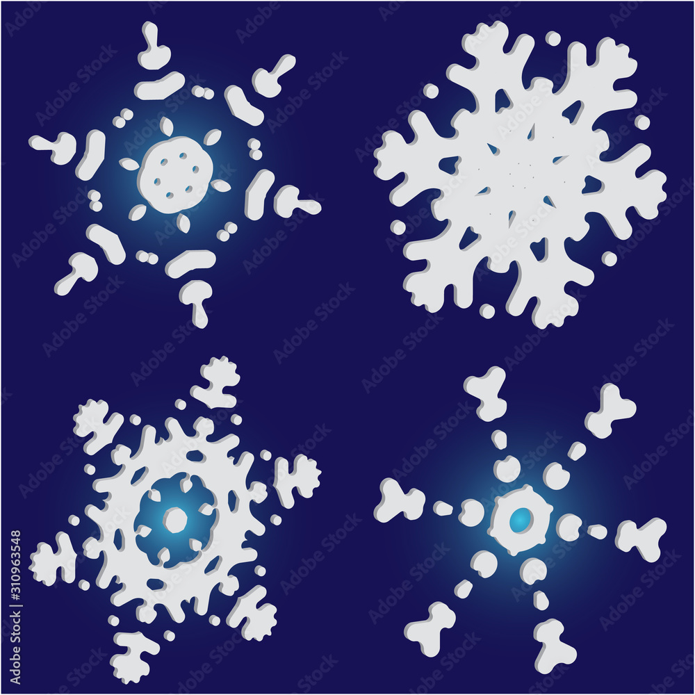 Set of christmas paper snowflakes on blue background. Set of christmas paper snowflakes on blue background.