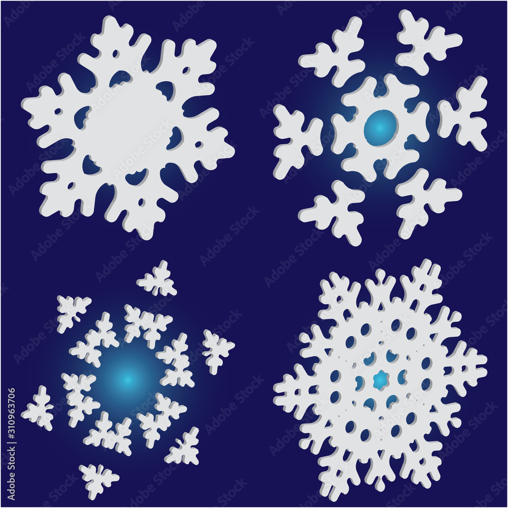 Collection of simple snowflakes on blue background. Collection of simple snowflakes on blue background.