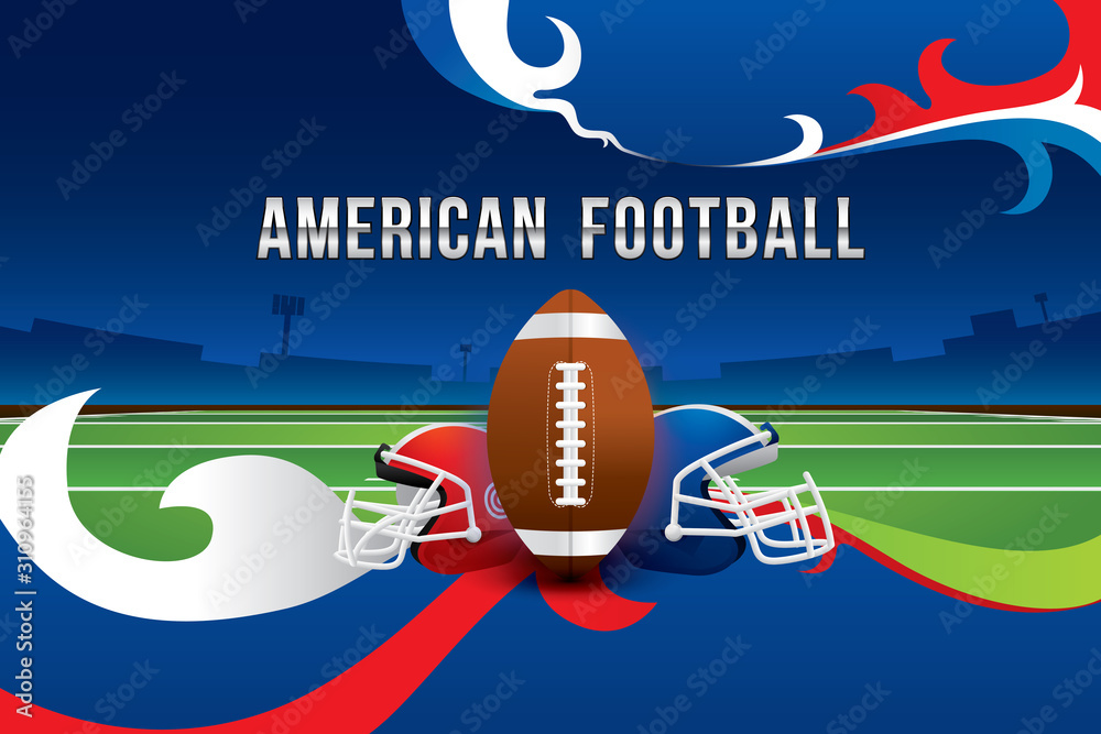 Vector of American football design with field background.