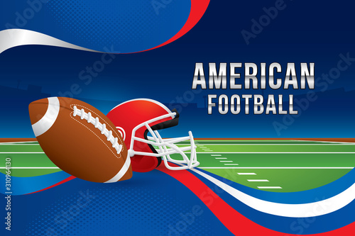 Vector of American football design with field background.