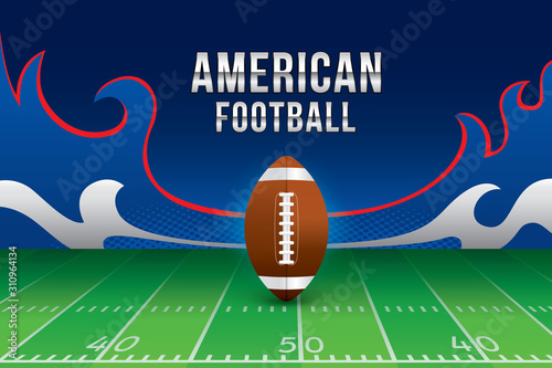 Vector of American football design with field background.