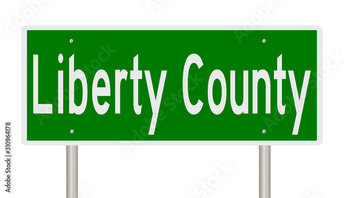 Rendering of a green 3d highway sign for Liberty County photo