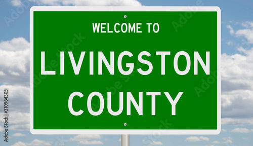 Rendering of a green 3d highway sign for Livingston County photo