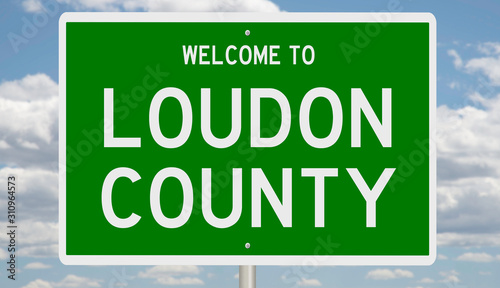 Rendering of a green 3d highway sign for Loudon County photo