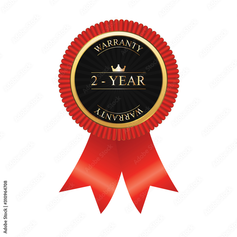 Shining gold vector guarantee sign with 2 year warranty Shining gold vector guarantee sign with 2 year warranty