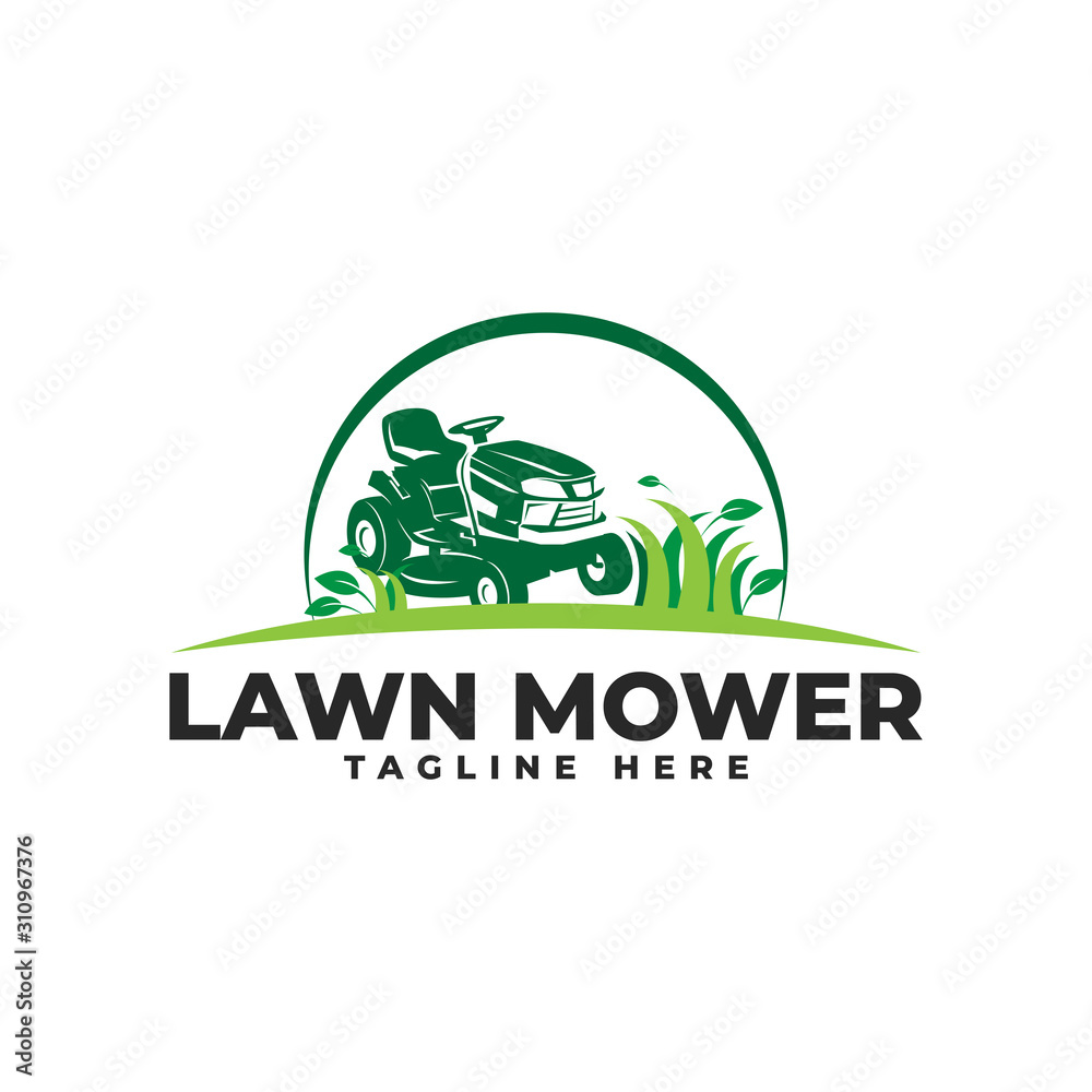 Lawn Mower Logo Vector Icon Illustration - obrazy, fototapety, plakaty 