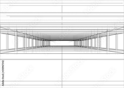 Drawing of a house under construction. Vector