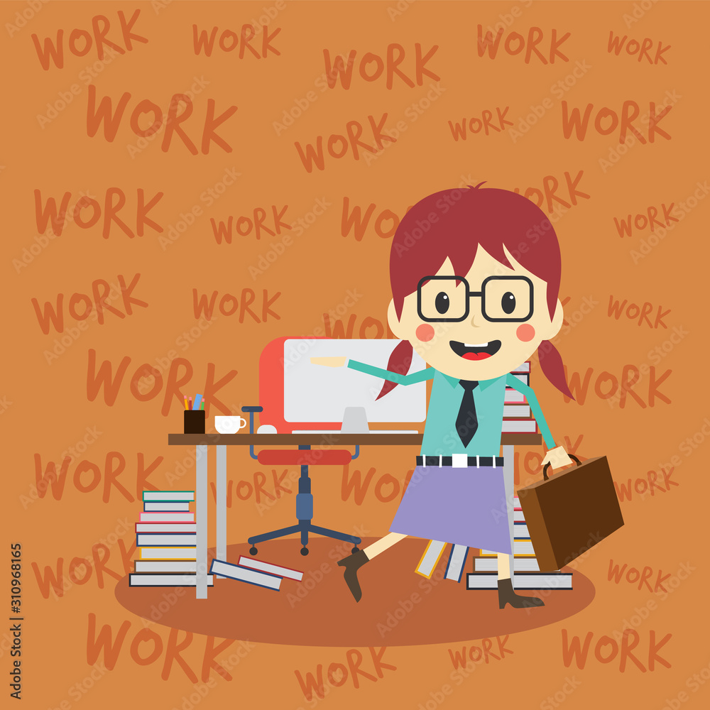office worker on the job full task employee cartoon office worker on the job full task employee cartoon