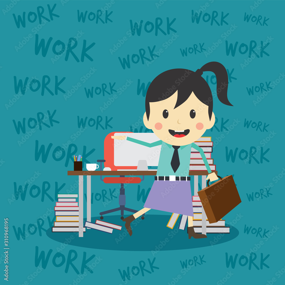 office worker on the job full task employee cartoon office worker on the job full task employee cartoon