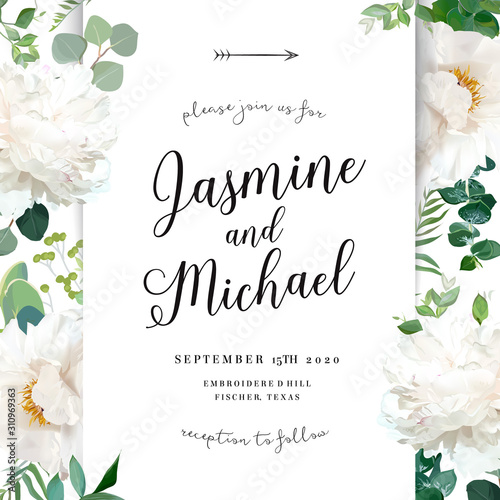 Luxurious delicate wedding card with flowers