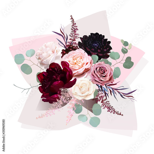 Paper wrapped floral vector design bouquet