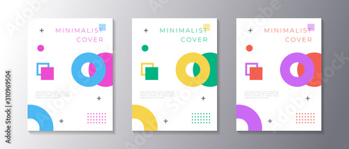 Minimalist design cover set with memphis geometric background, applicable for poster, flyer, banner, magazine