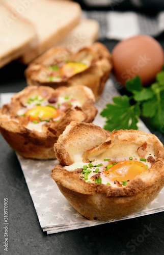 Breakfast Egg with toast Muffins.Toast idea menu.