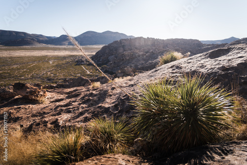 Landscape at Hueco Tanks in El Paso, Texas.  photo