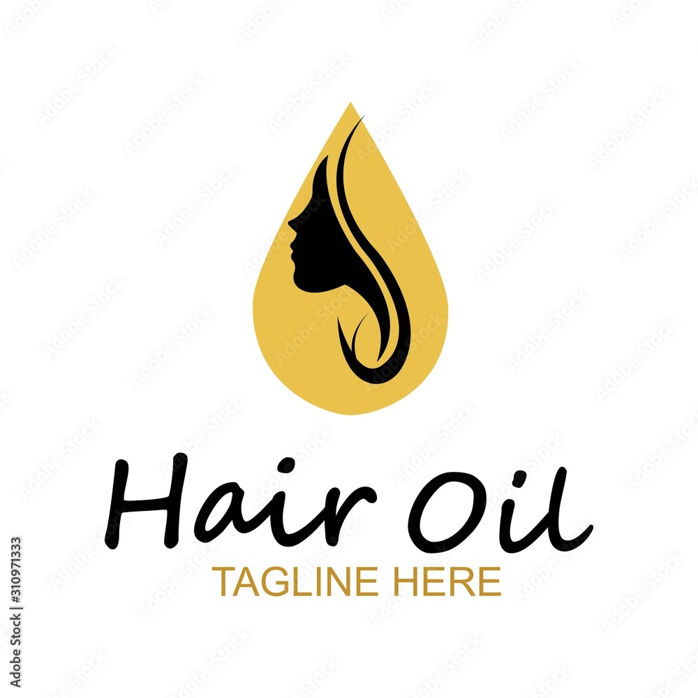 hair oil essential logo with drop oil and hair logo symbol-vector Stock  Vector | Adobe Stock