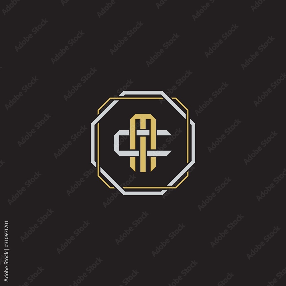 MC Initial letter overlapping interlock logo monogram line art style MC Initial letter overlapping interlock logo monogram line art style