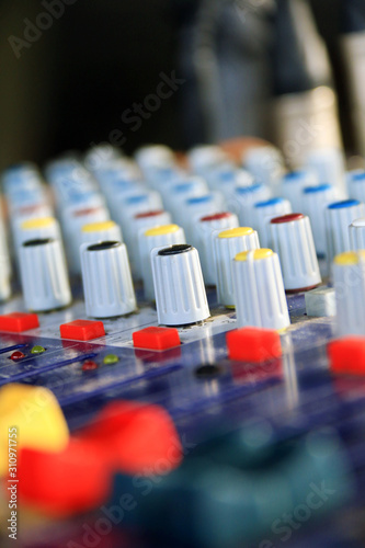 set of audio mixer