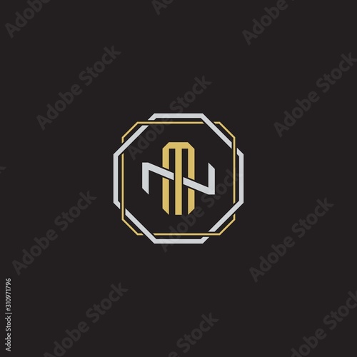 MN Initial letter overlapping interlock logo monogram line art style