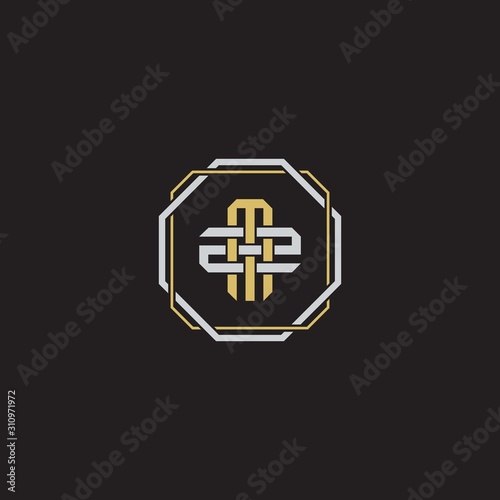 MZ Initial letter overlapping interlock logo monogram line art style