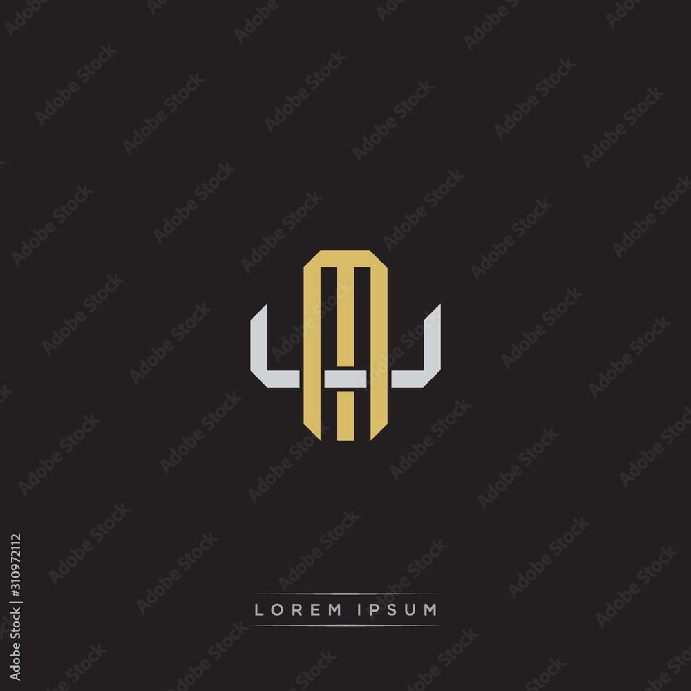 MU Initial letter overlapping interlock logo monogram line art style MU Initial letter overlapping interlock logo monogram line art style