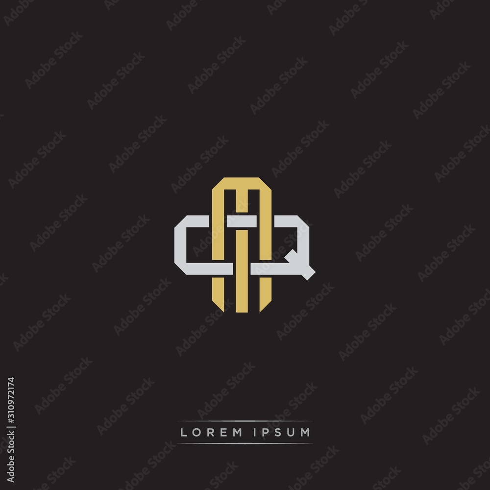 Obraz premium MQ Initial letter overlapping interlock logo monogram line art style