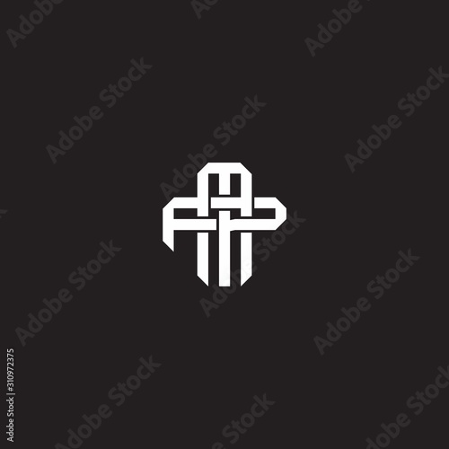 MP Initial letter overlapping interlock logo monogram line art style