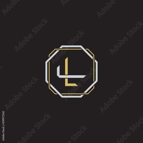 LL Initial letter overlapping interlock logo monogram line art style