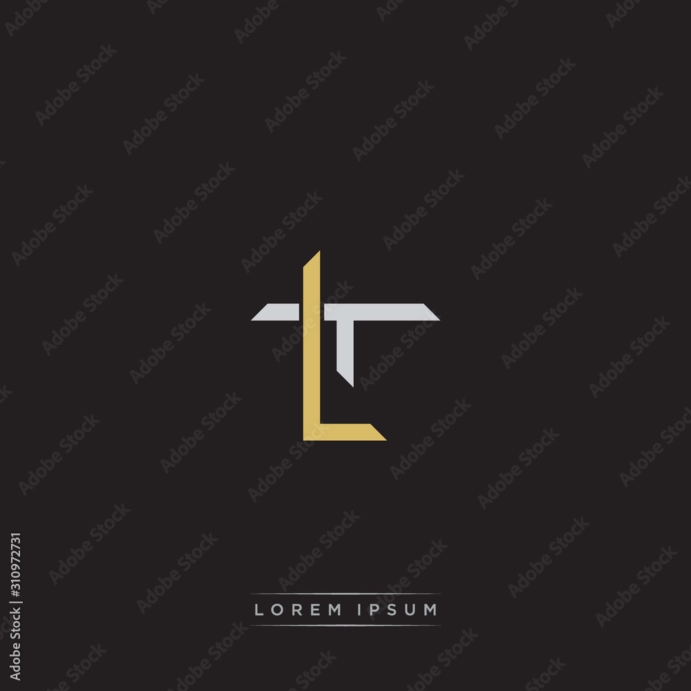 Fototapeta premium LT Initial letter overlapping interlock logo monogram line art style