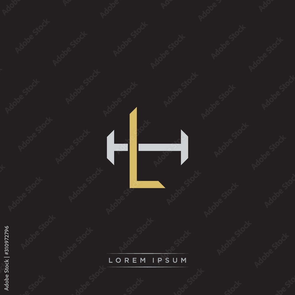 Fototapeta premium LH Initial letter overlapping interlock logo monogram line art style