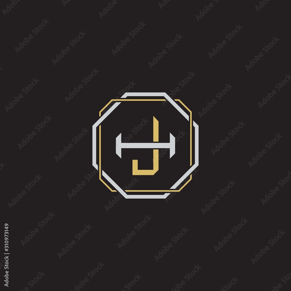 JH Initial letter overlapping interlock logo monogram line art style JH Initial letter overlapping interlock logo monogram line art style