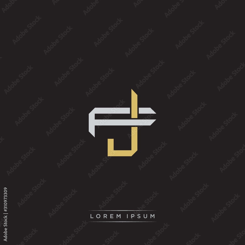 Obraz premium JF Initial letter overlapping interlock logo monogram line art style