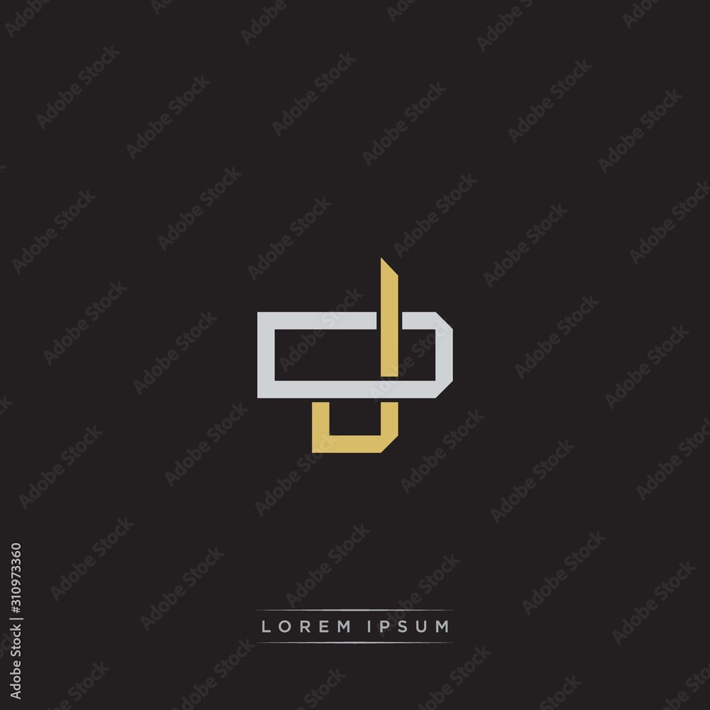 Fototapeta premium JD Initial letter overlapping interlock logo monogram line art style