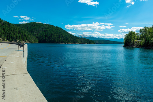 A road across the Hungry Horse Dam in Montana, USA photo