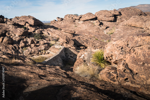 A dam at Hueco Tanks in El Paso, Texas.  photo