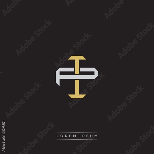 IP Initial letter overlapping interlock logo monogram line art style