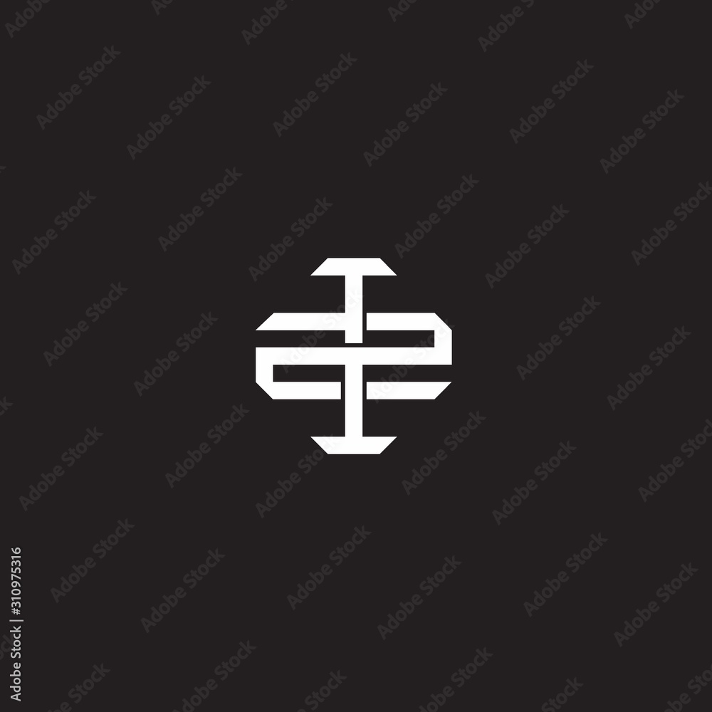 IZ Initial letter overlapping interlock logo monogram line art style