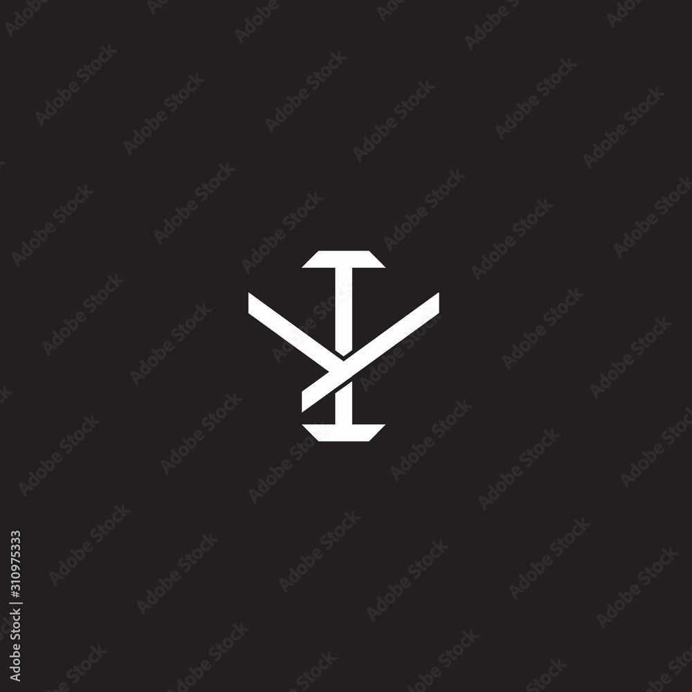 Fototapeta premium IY Initial letter overlapping interlock logo monogram line art style