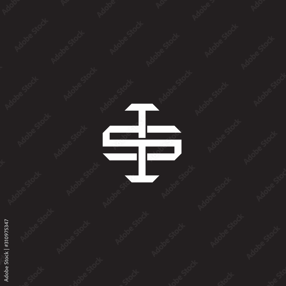 IS Initial letter overlapping interlock logo monogram line art style