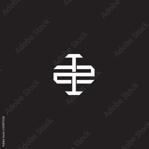 IZ Initial letter overlapping interlock logo monogram line art style
