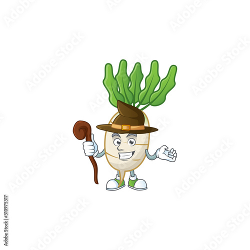 Happy Face Witch daikon cartoon character style