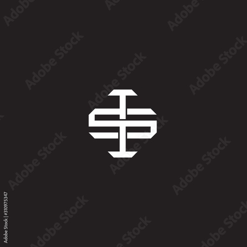 IS Initial letter overlapping interlock logo monogram line art style
