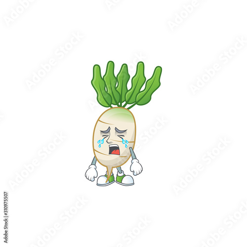 Sad Crying gesture daikon cartoon character style