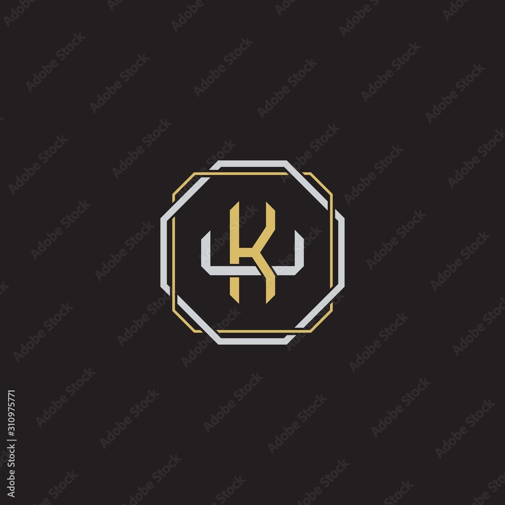 Initial letter overlapping interlock logo monogram line art style