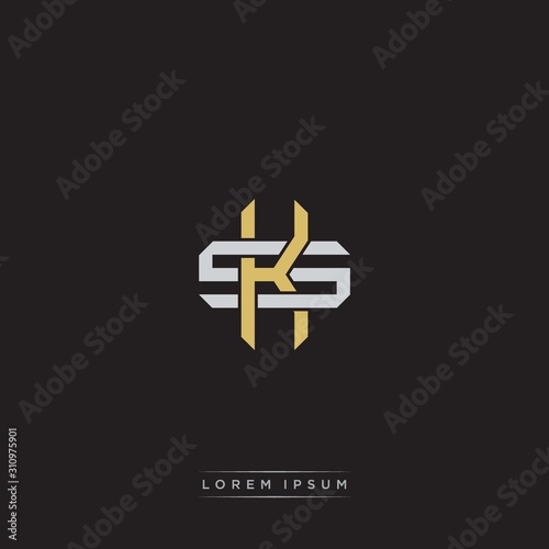 Initial letter overlapping interlock logo monogram line art style
